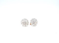 Dandelion Flower Diamond Earrings White and Rose Gold