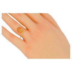 Dandelion flower ring with orange lab sapphires in 14k gold