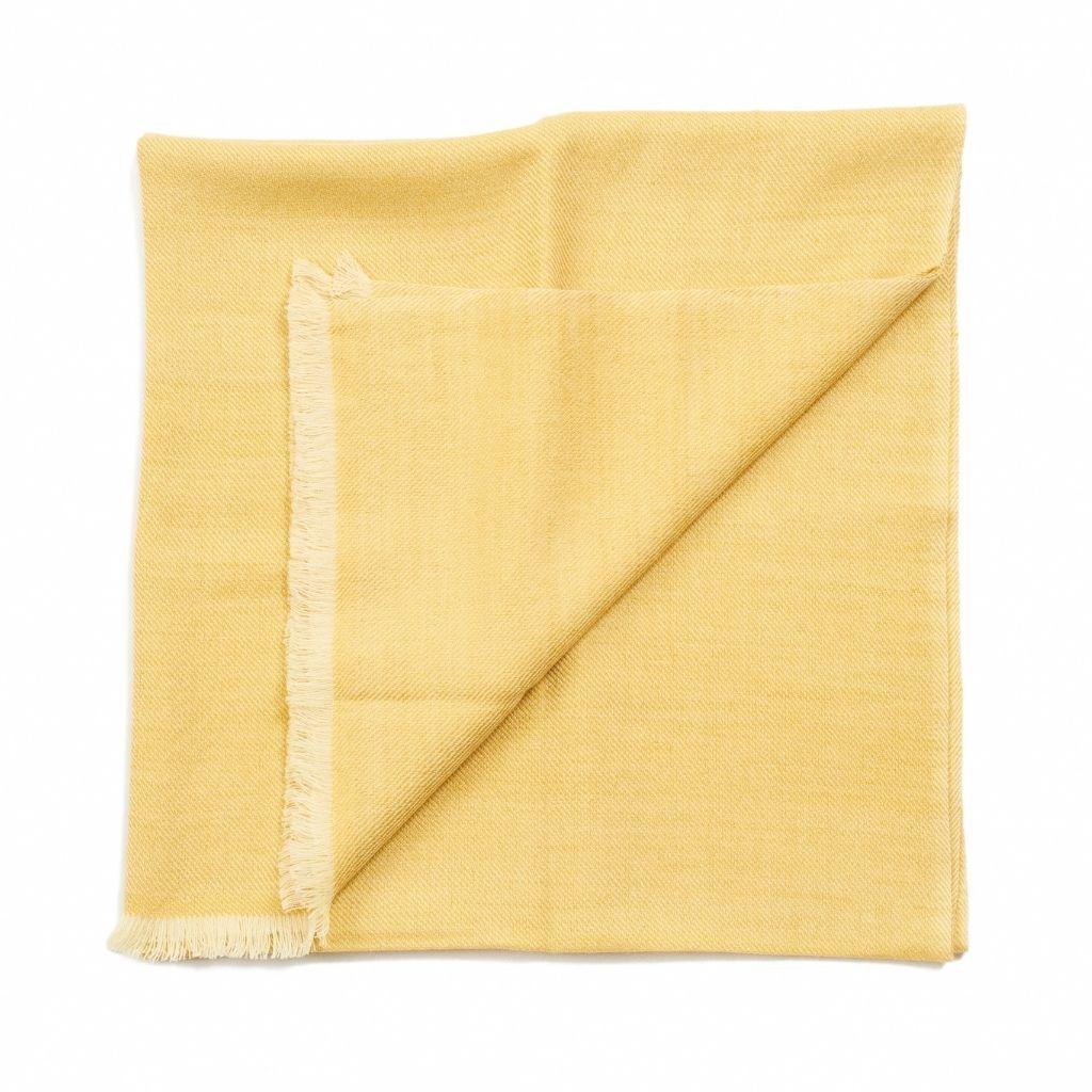 Nepalese Dandelion Handloom Throw / Blanket in Soft Yellow Shade in Merino Twill Weave For Sale