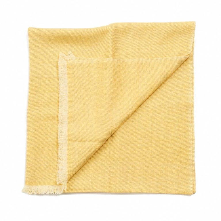 Dandelion Handloom Throw / Blanket in Soft Yellow Shade in Merino Twill