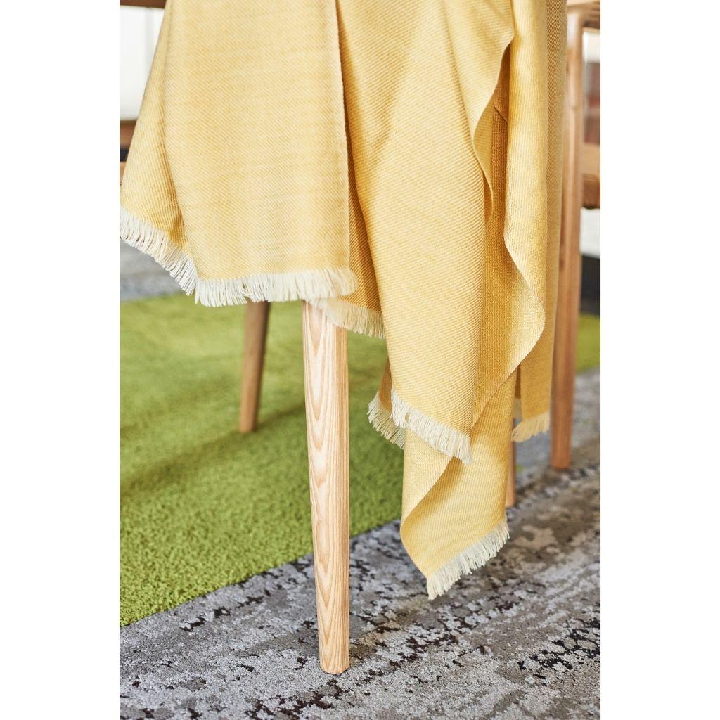 Modern Dandelion Handloom Throw / Blanket in Soft Yellow Shade in Merino Twill Weave For Sale