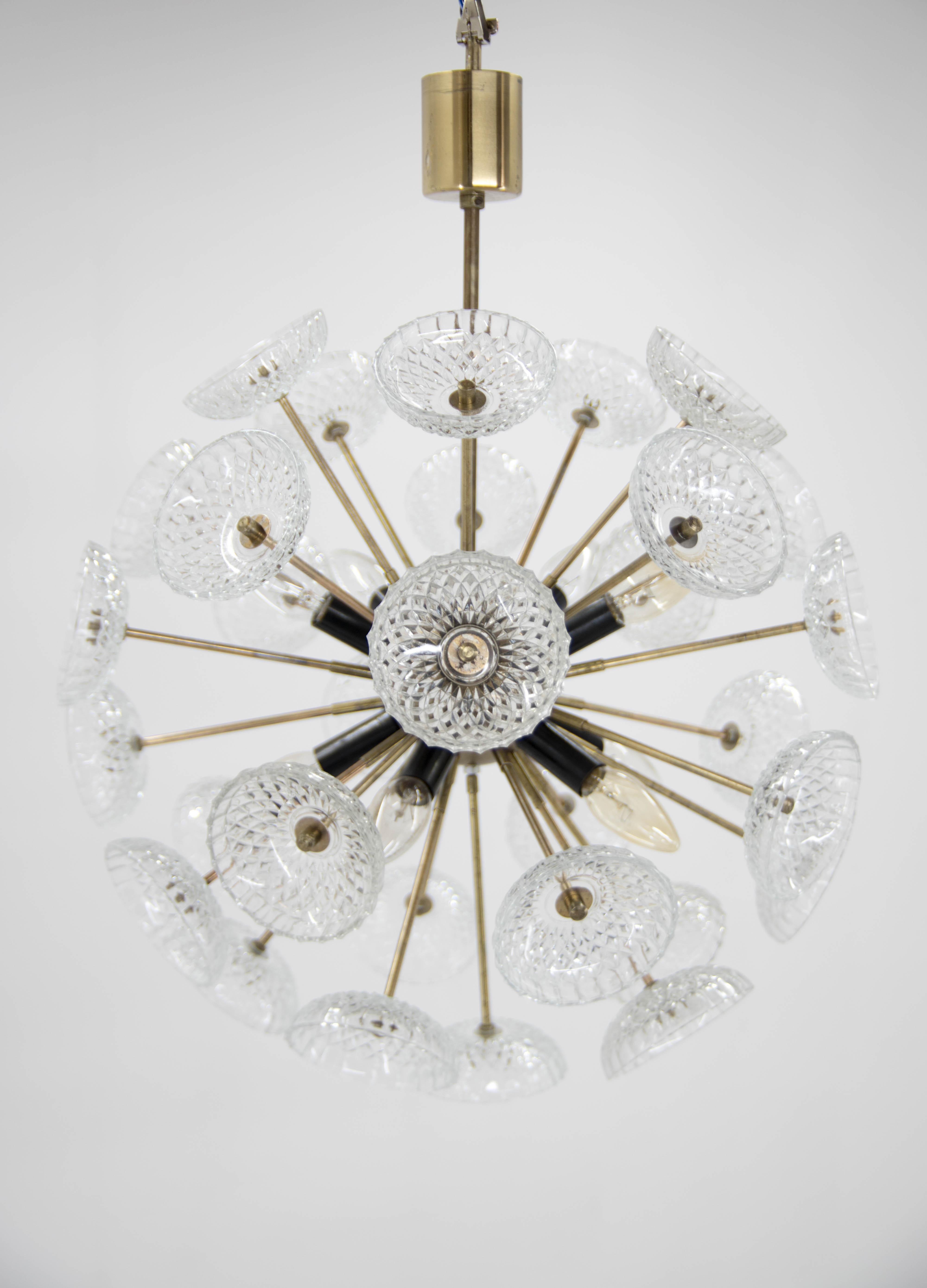 Dandelion, Sputnik Chandelier by Kamenicky Senov, 1970 In Good Condition For Sale In Praha, CZ