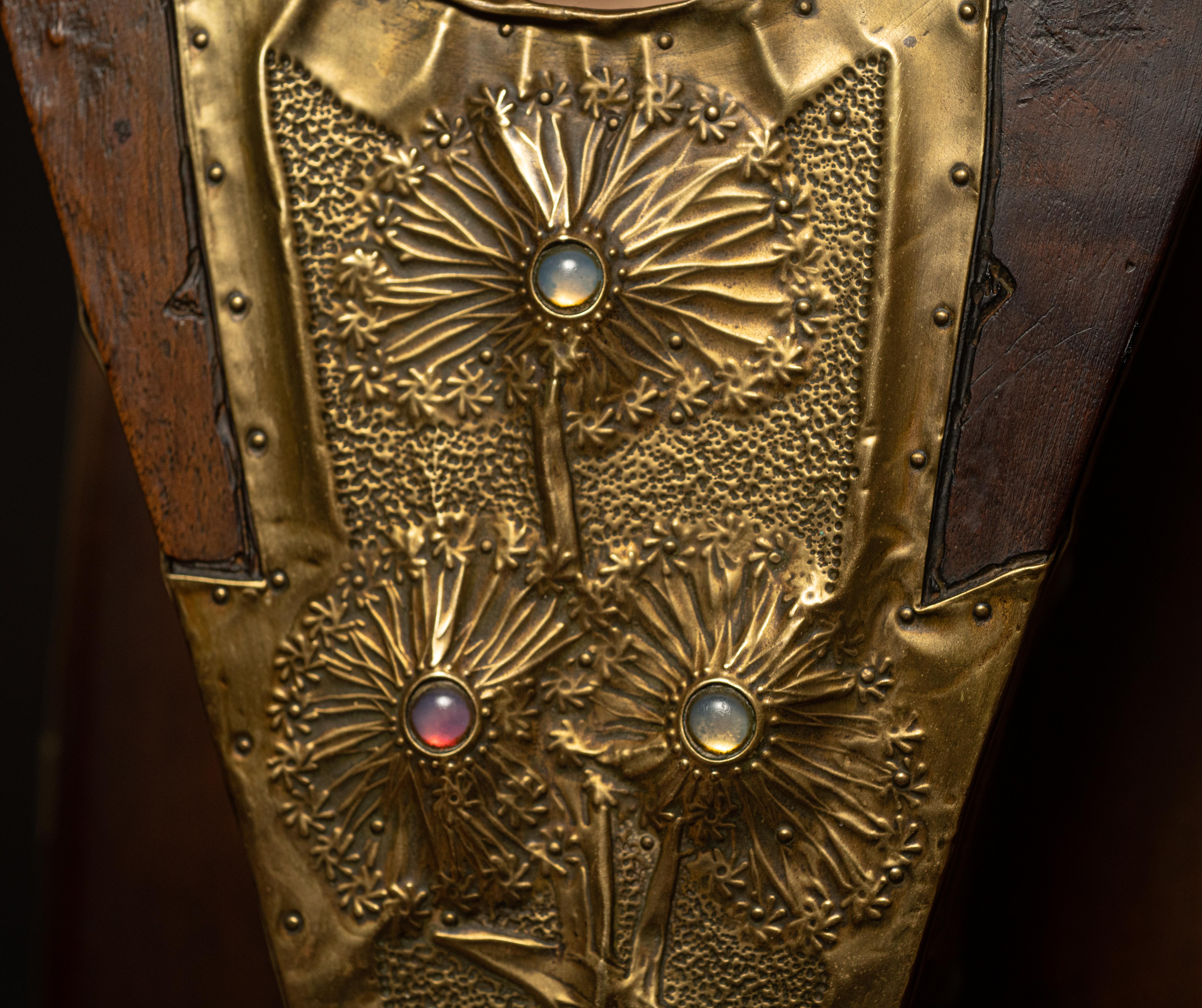 Art Nouveau Dandelion & Thistle Repoussé Mantle Clock Set by Alfred Daguet 5