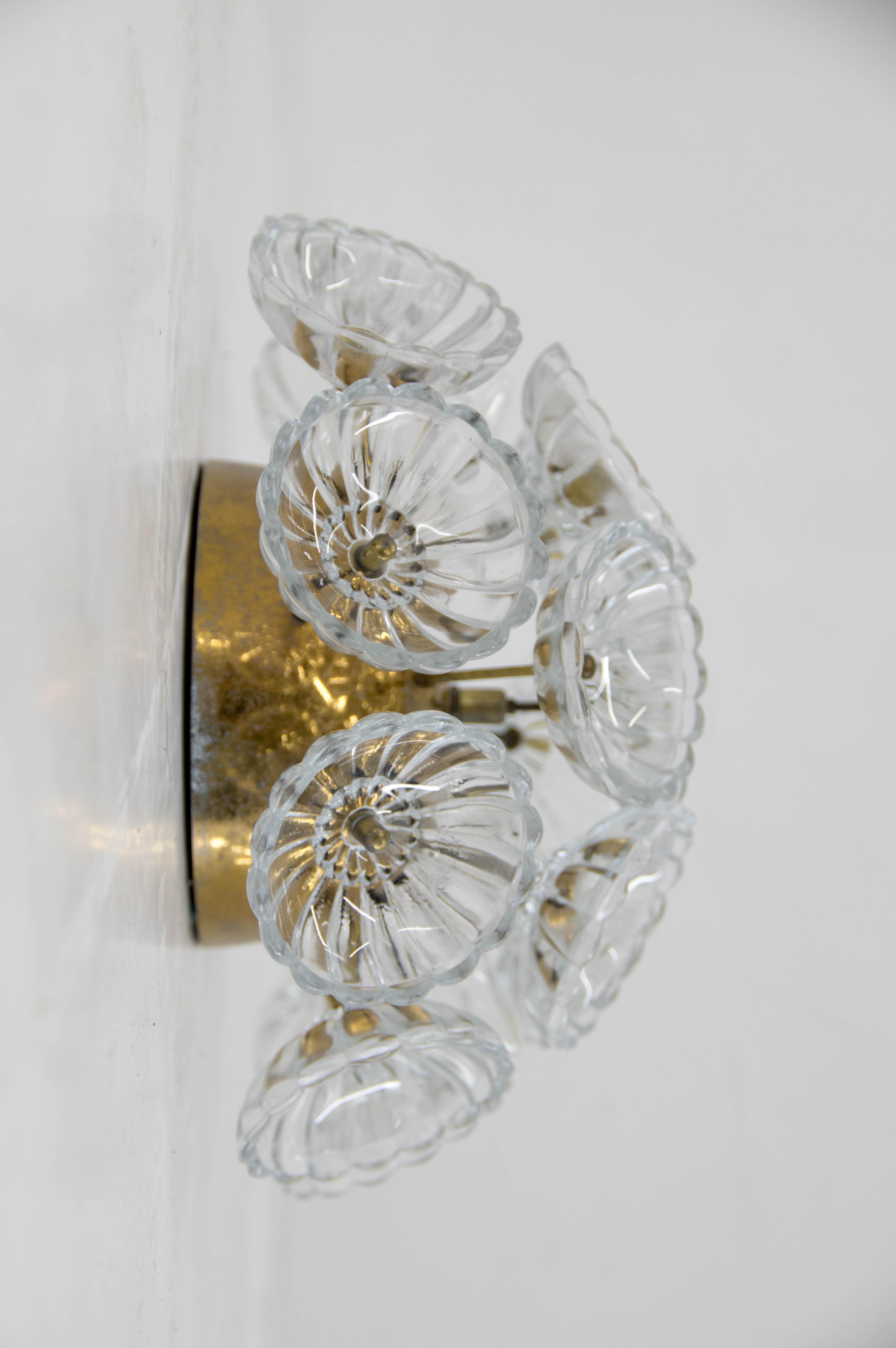 Mid-Century Modern Dandelion Wall Lamp or Flush Mount by VEB, Germany, 1960s  For Sale