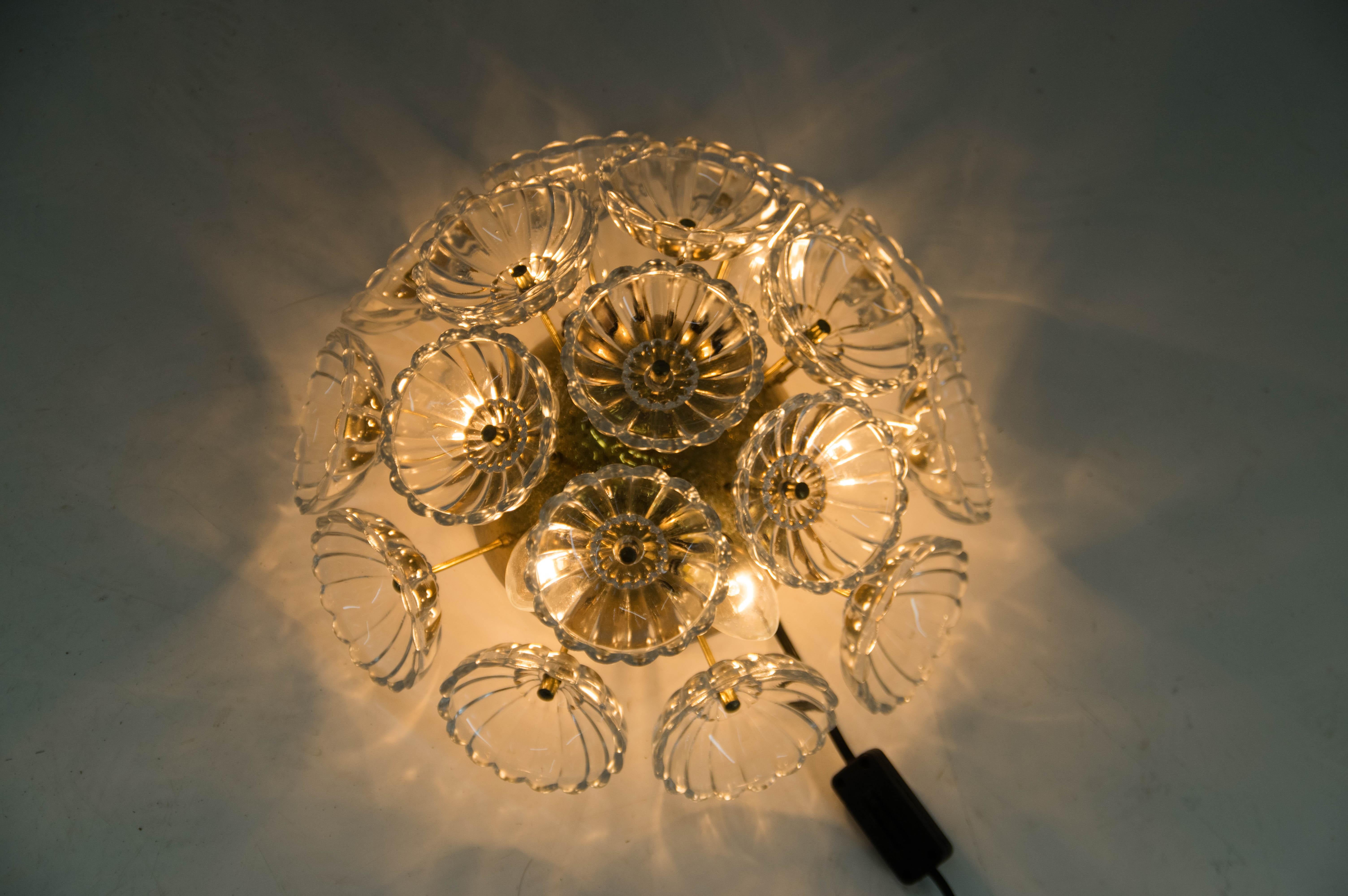 Dandelion Wall Lamp or Flush Mount by VEB, Germany, 1960s  In Good Condition For Sale In Praha, CZ