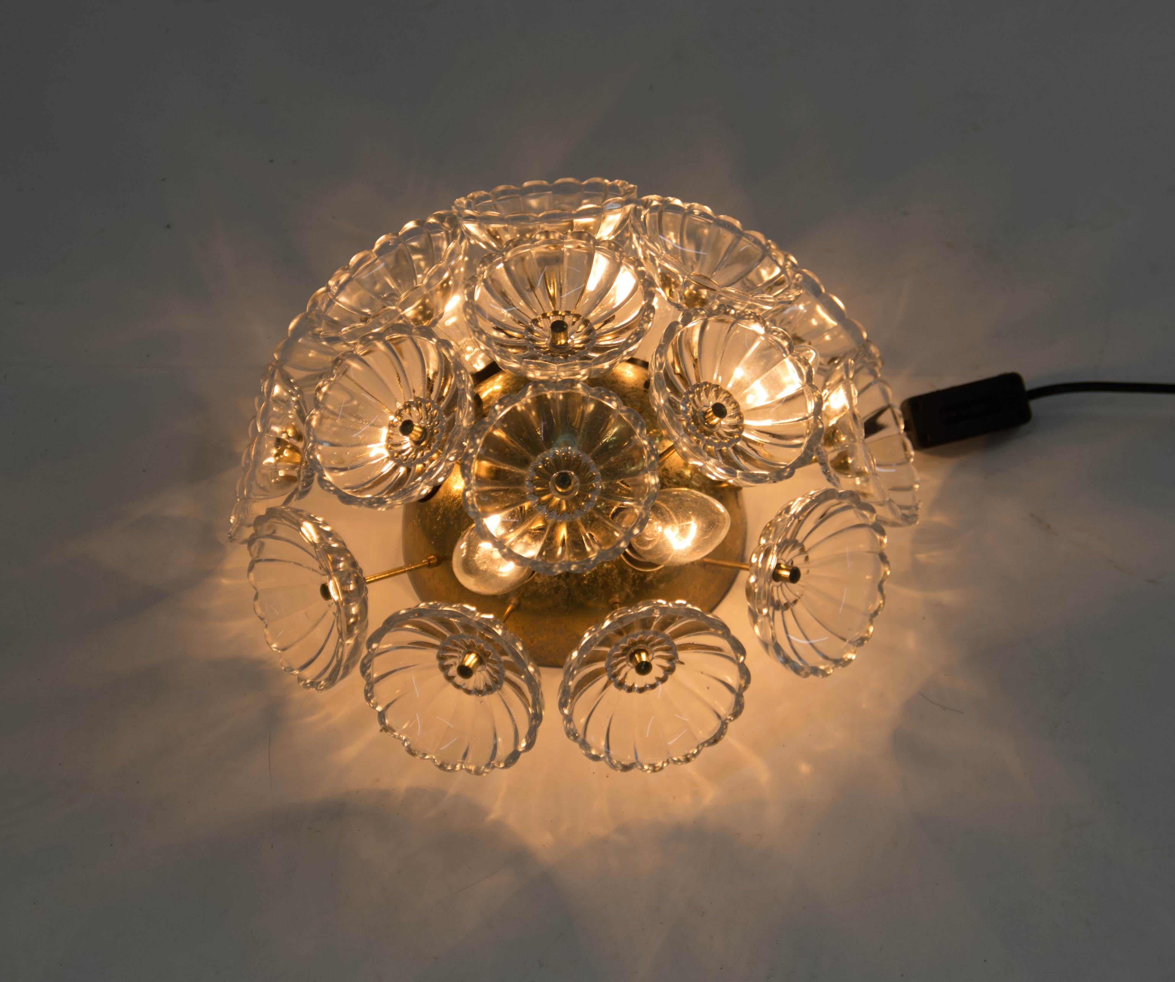 Mid-20th Century Dandelion Wall Lamp or Flush Mount by VEB, Germany, 1960s  For Sale