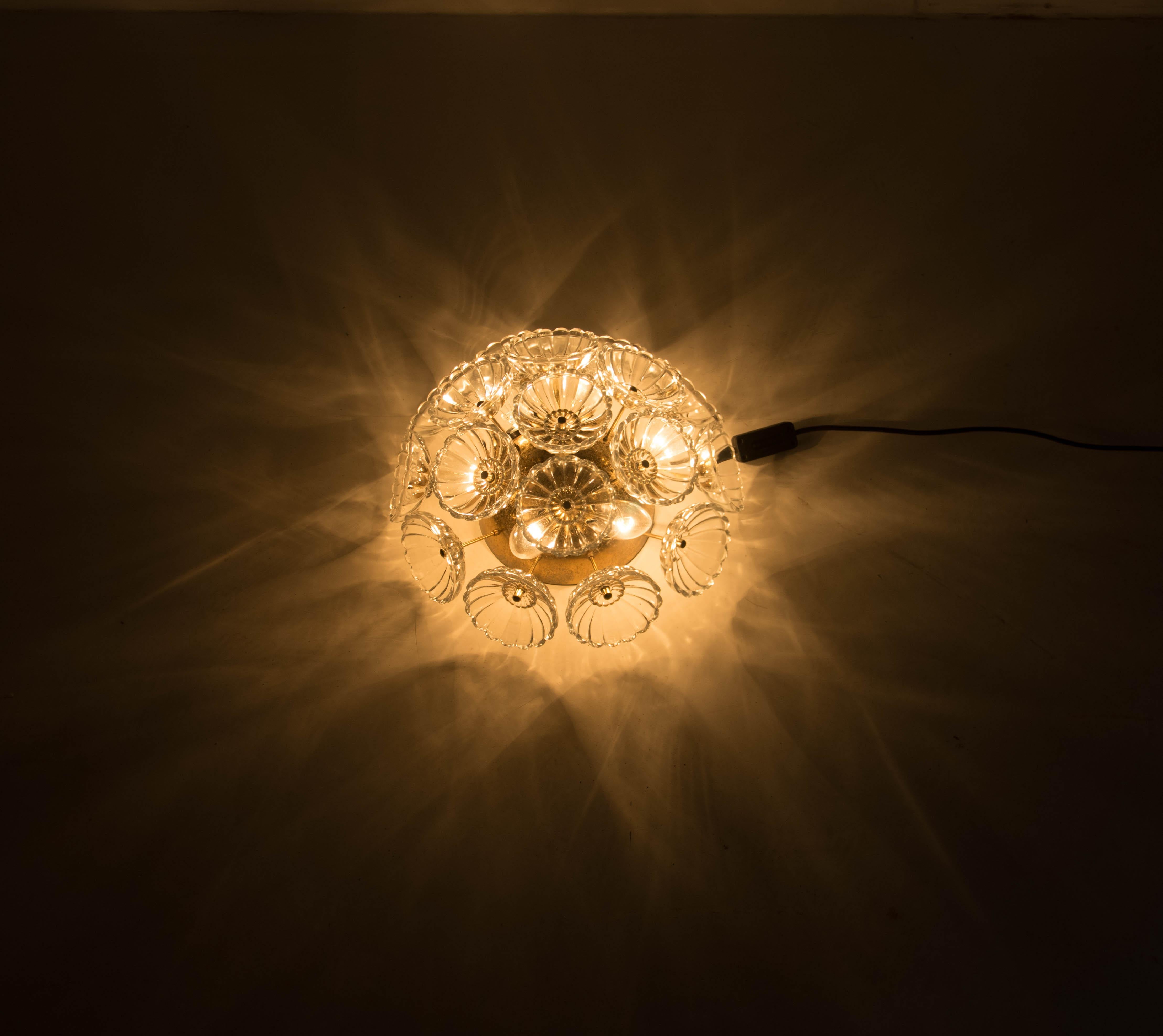 Dandelion Wall Lamp or Flush Mount by VEB, Germany, 1960s  For Sale 1