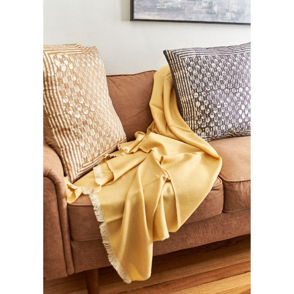 Dandelion Yellow Shade King Size Bedspread / Coverlet Handwoven in Soft Merino 8