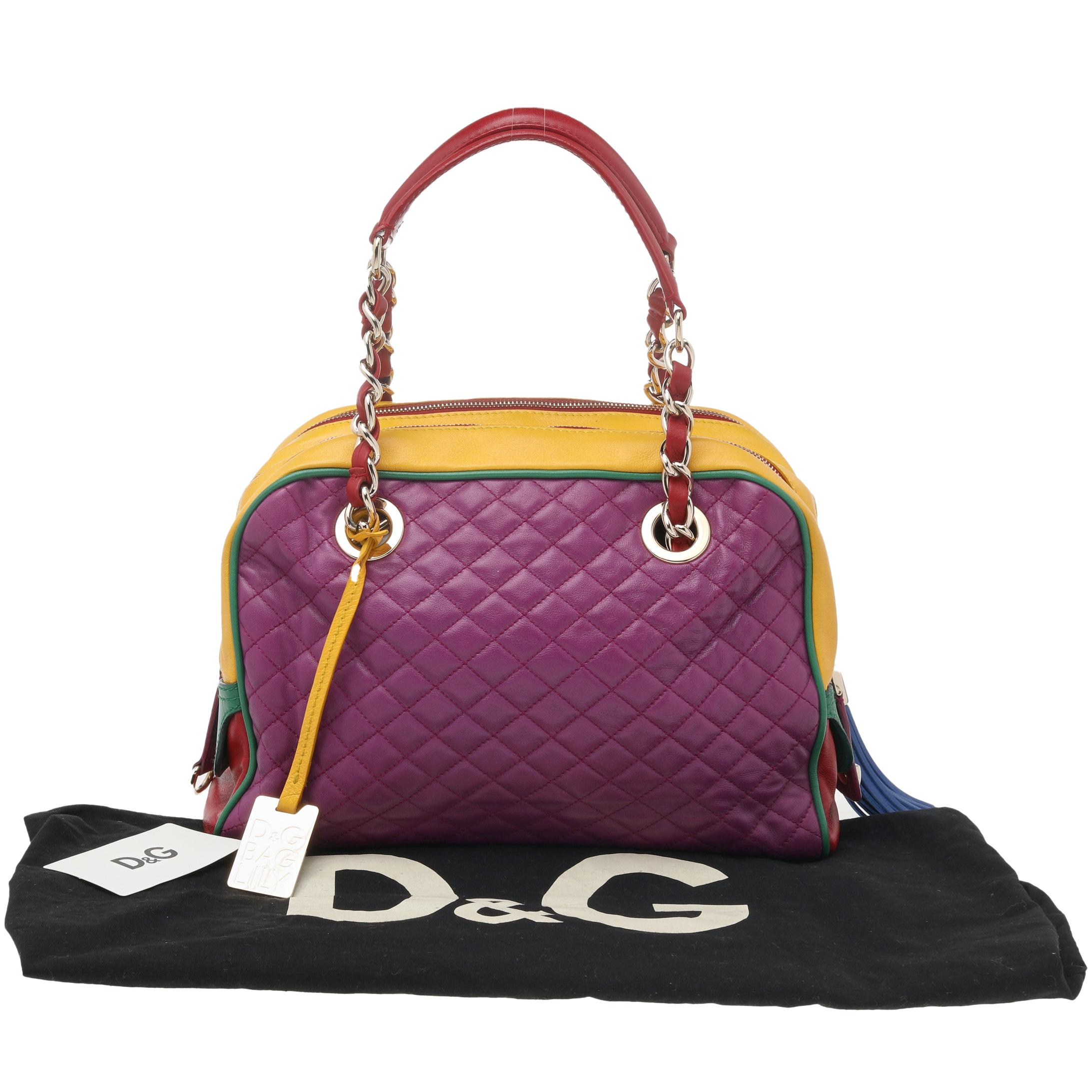 DandG Multicolor Leather Lily Glam Bowler Bag 4