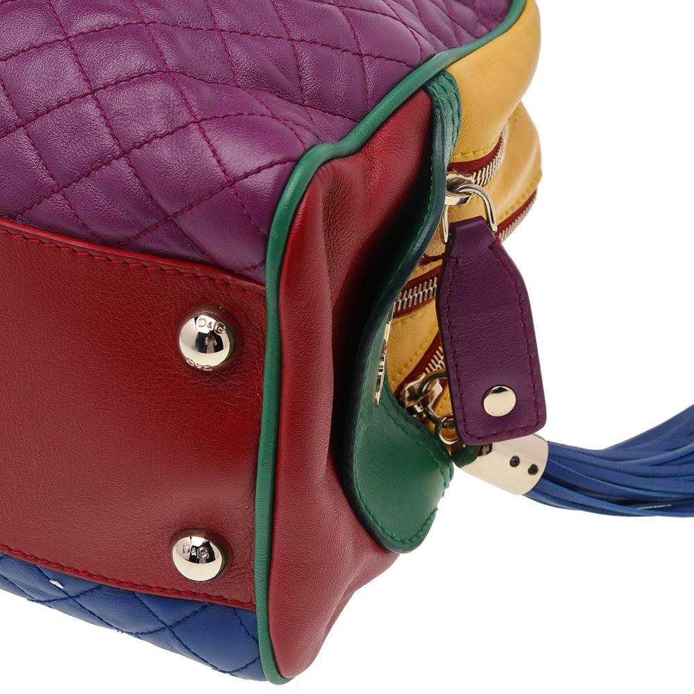 DandG Multicolor Leather Lily Glam Bowler Bag In Good Condition In Dubai, Al Qouz 2