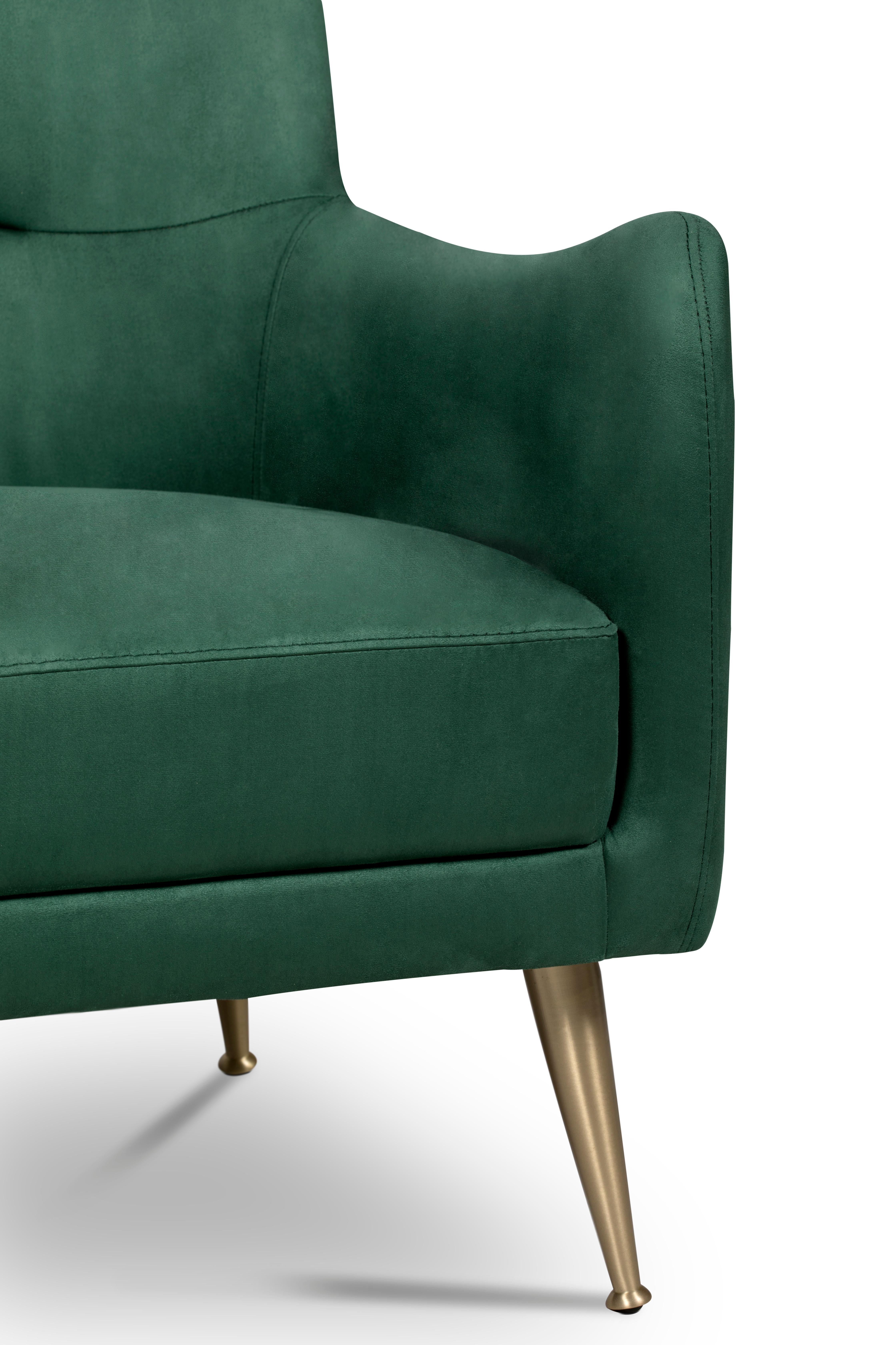 Hand-Crafted Dandridge Armchair in Green For Sale