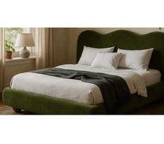 Dandy California King Size Bed Offered In Moss Green Velvet