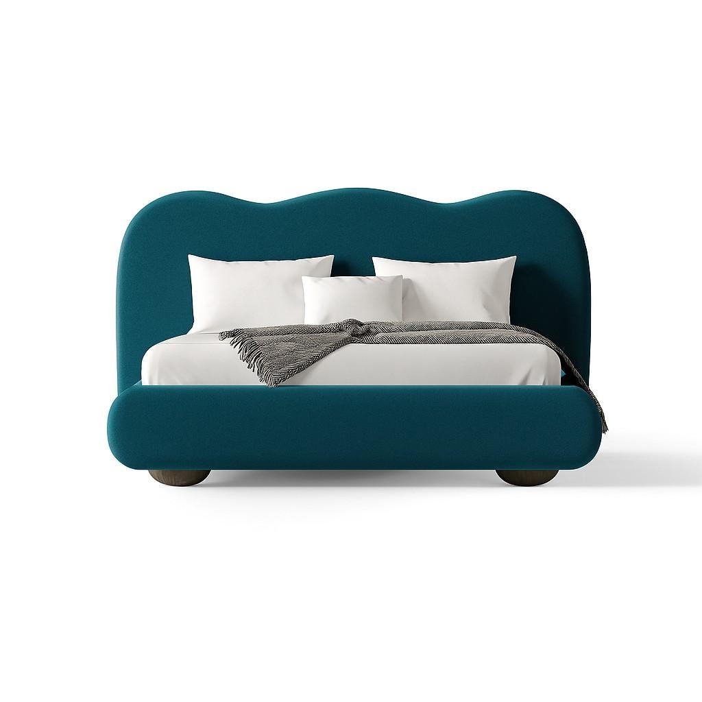 Fatto a mano Letto Dandy California King Size in velluto verde muschio in vendita