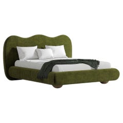 Dandy California King Size Bed Offered In Moss Green Velvet