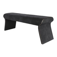 Dandy Day Bench in Shagreen with Bronze-Patina Brass Accents by Kifu Paris