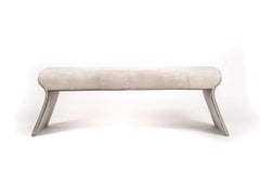 Dandy Day Bench in Cream Shagreen with Bronze-Patina Brass Accents by Kifu Paris
