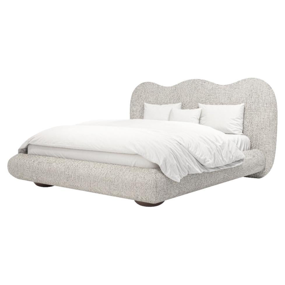 Modern Dandy King Bed Offered In Camio Textured Boucle Fabric For Sale