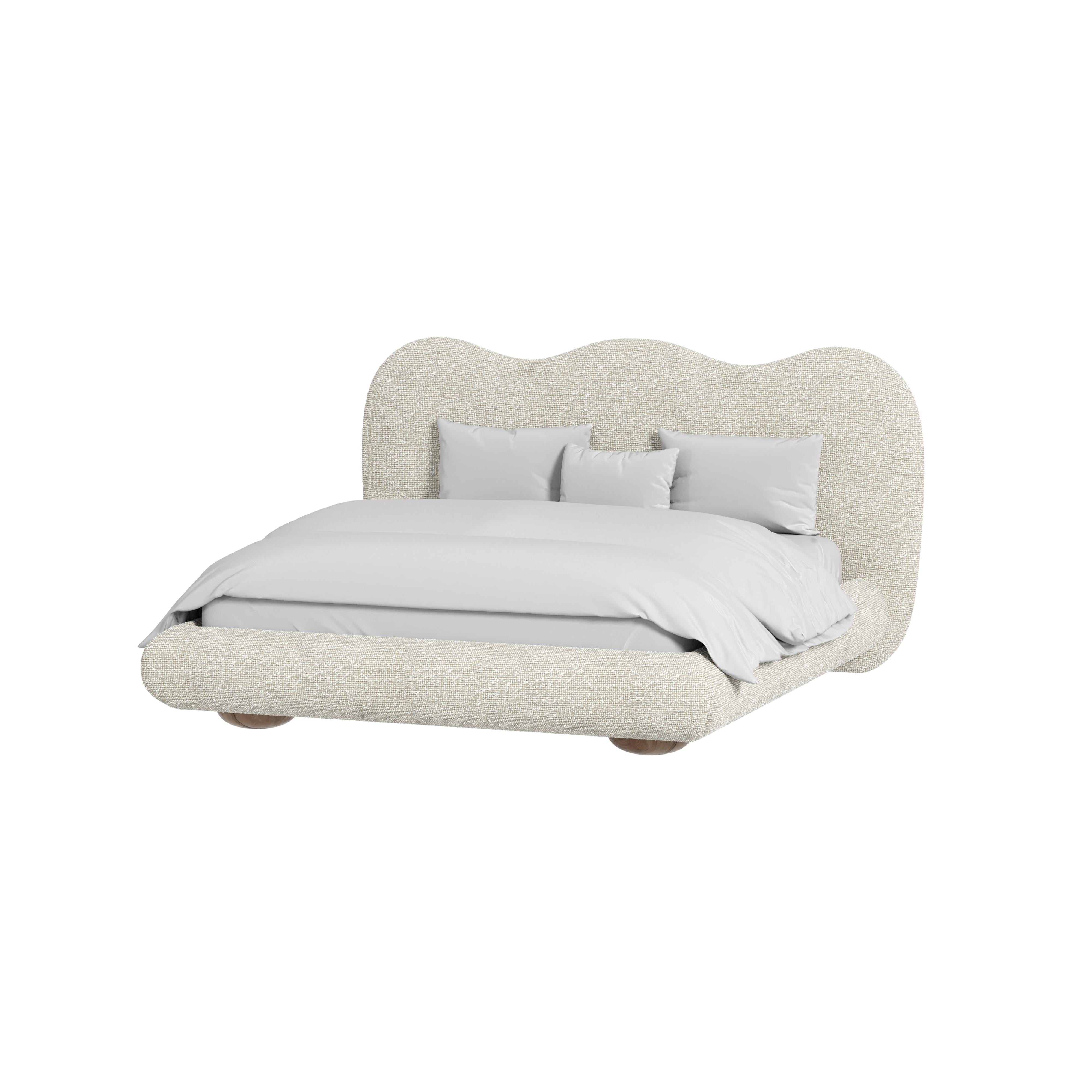 American Dandy King Bed Offered In Camio Textured Boucle Fabric For Sale