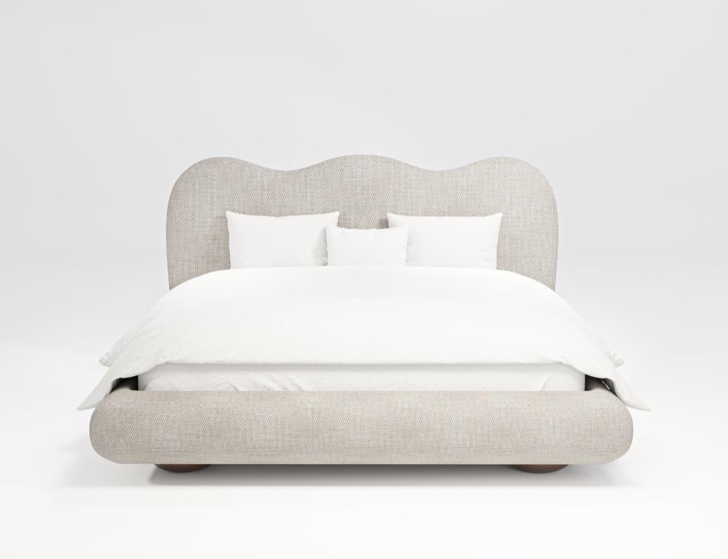Hand-Crafted Dandy King Bed Offered In Camio Textured Boucle Fabric For Sale