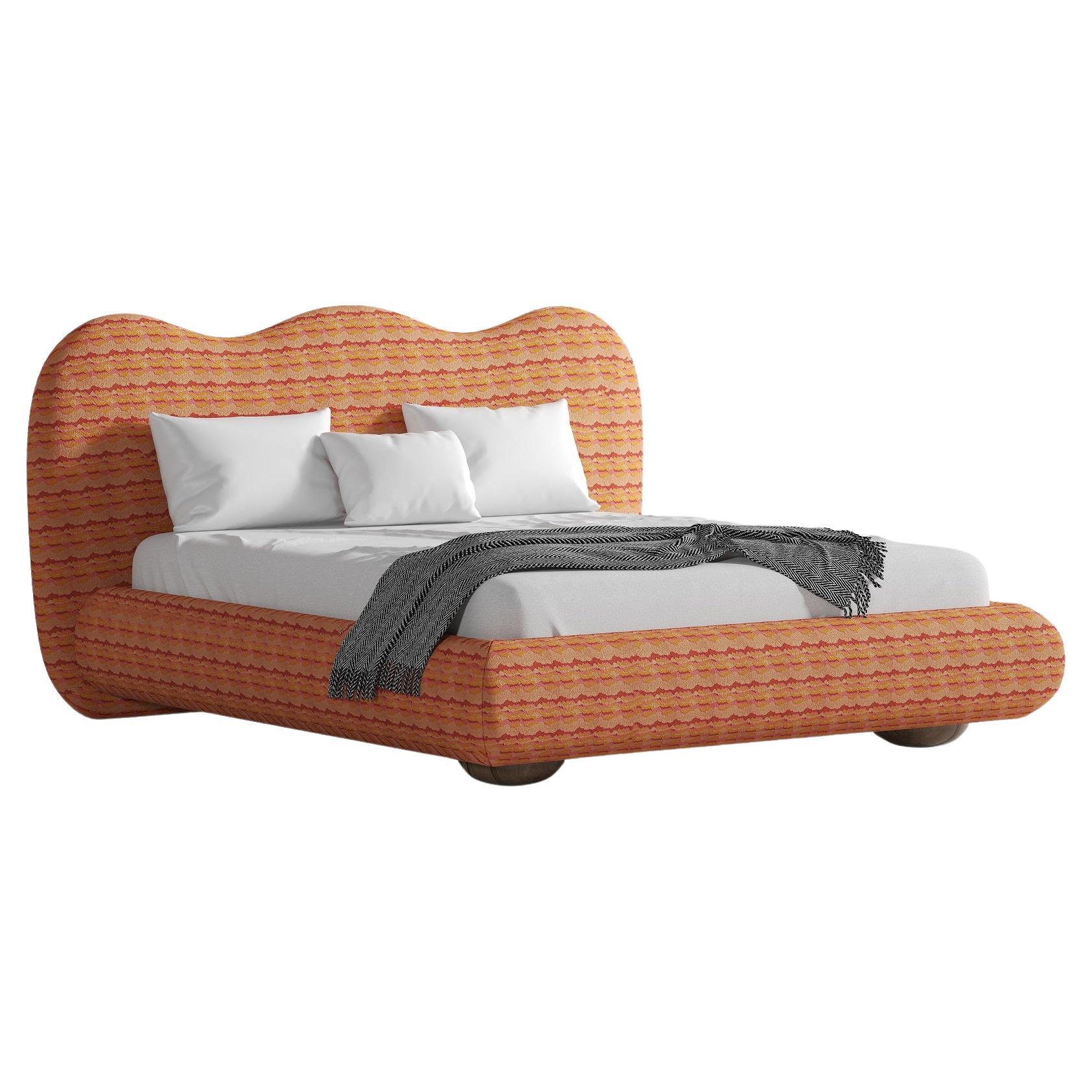 Moderne Dandy Queen Size Bed Offered en velours Ocean Teal en vente