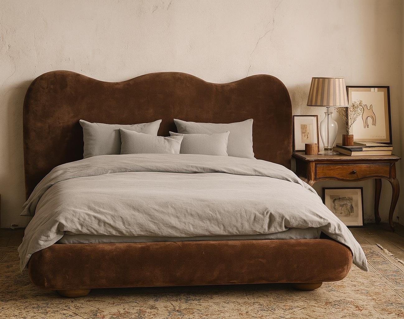 Tissu Dandy Queen Size Bed Offered en velours Ocean Teal en vente