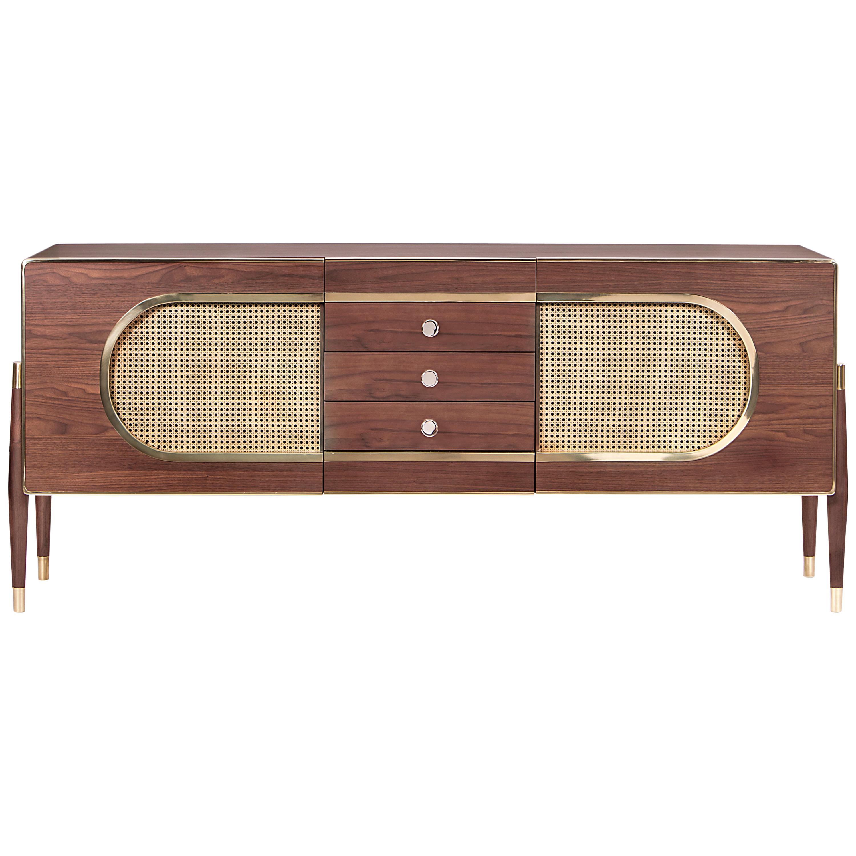 Dandy Sideboard in Wood with Brass Detail