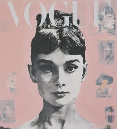 Audrey Hepburn, Mixed Media auf Holzplatte