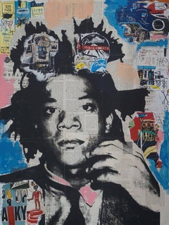 Basquiat, Mixed Media on Wood Panel