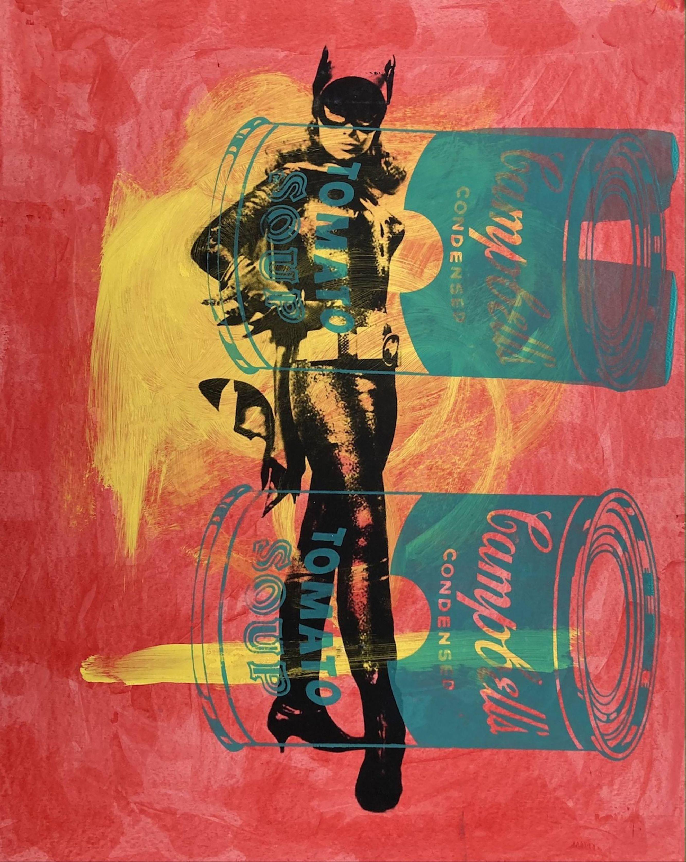 Bat Girl Yvonne Craig, Mixed Media on Paper - Mixed Media Art by Dane Shue