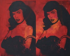 Bettie Page, Mixed Media on Wood Panel