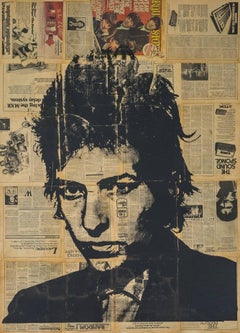 Bob Dylan, Mixed Media on Wood Panel