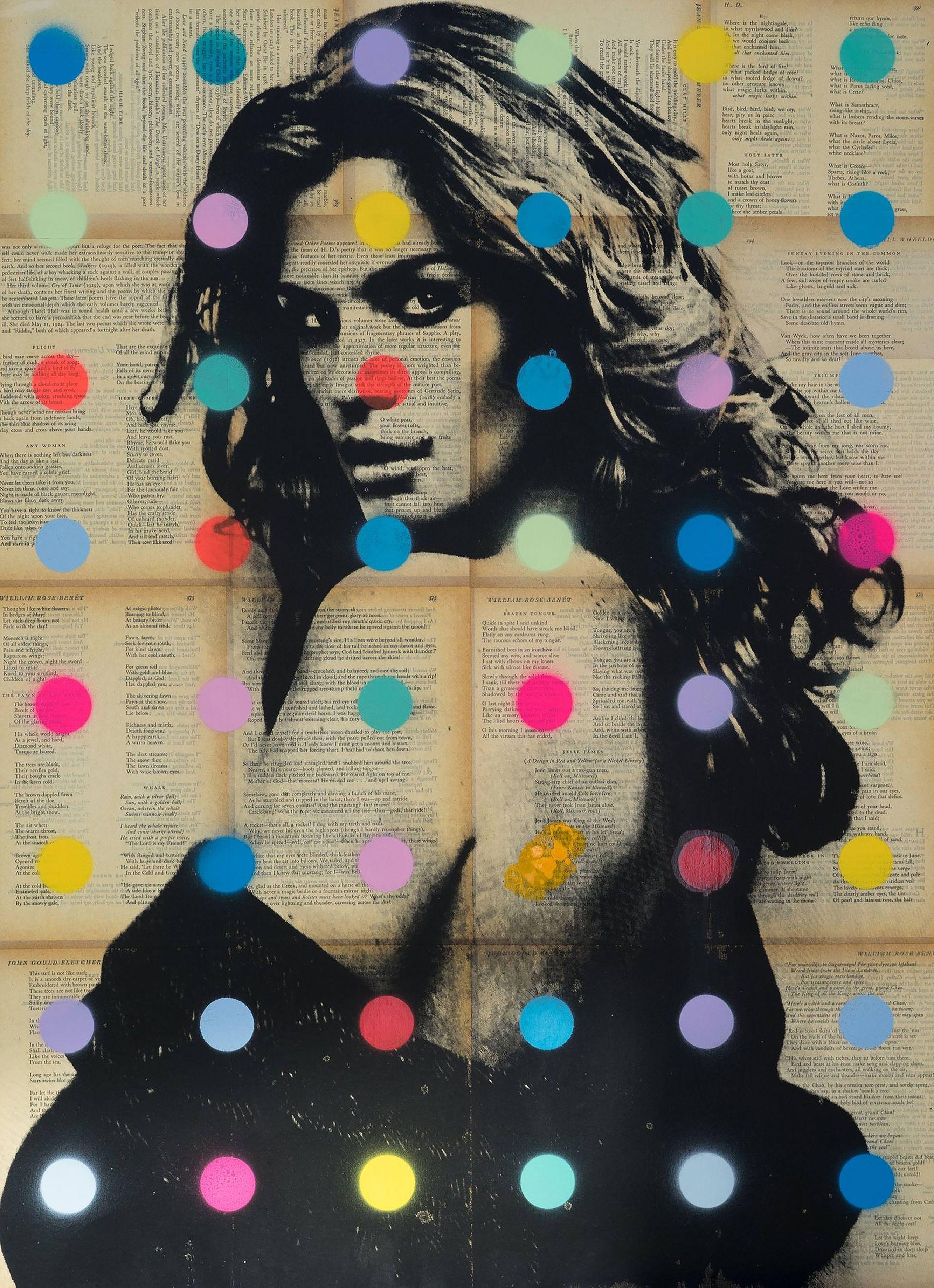 Cindy Crawford, Mixed Media on Wood Panel - Mixed Media Art by Dane Shue