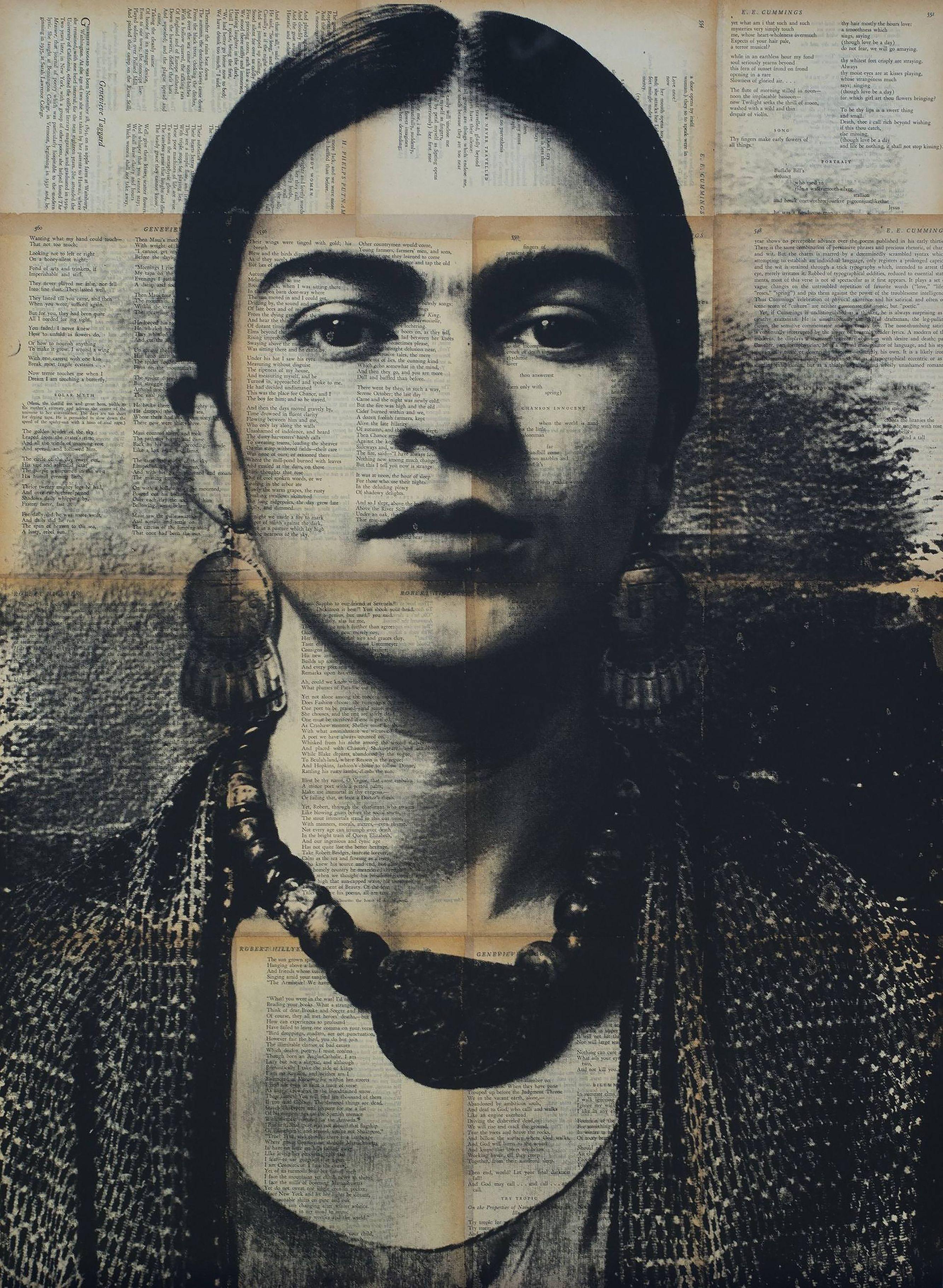 Frida Kahlo, Mixed Media on Wood Panel - Mixed Media Art by Dane Shue