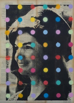 Jackie O, Mixed Media auf Holzplatte