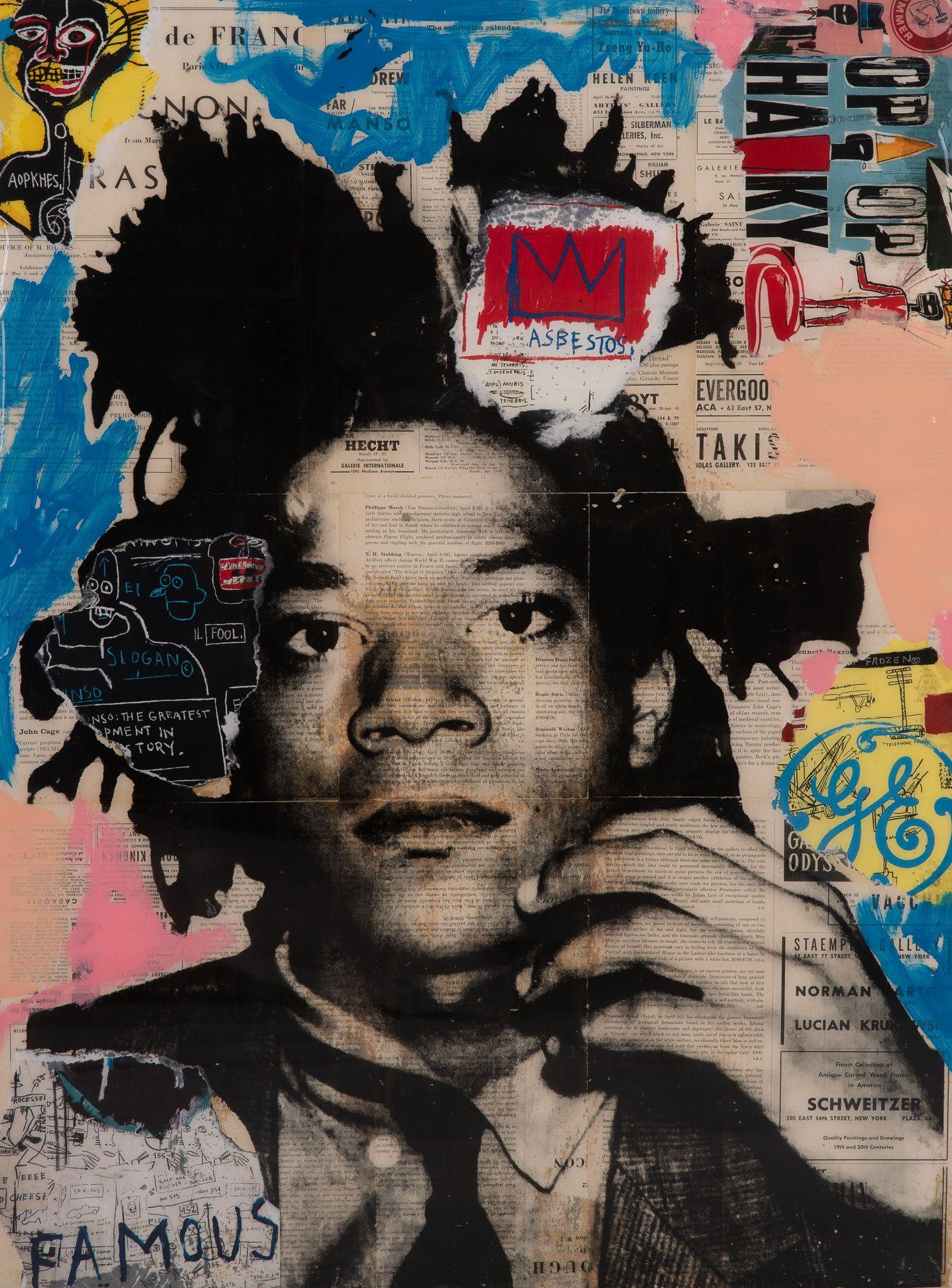 Jean-Michel Basquiat, Mixed Media on Wood Panel - Mixed Media Art by Dane Shue