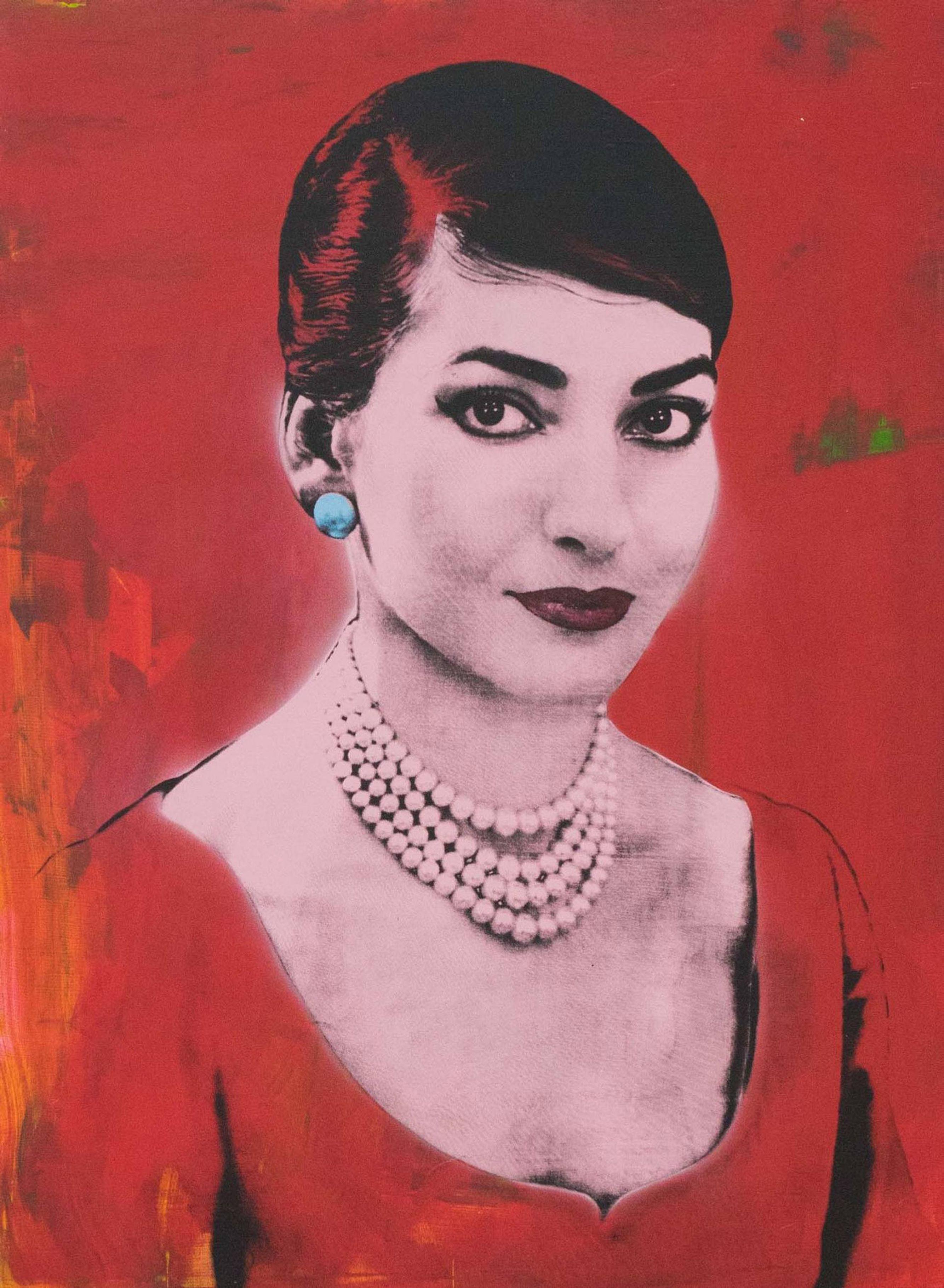 Maria Callas, Mixed Media on Wood Panel - Mixed Media Art by Dane Shue