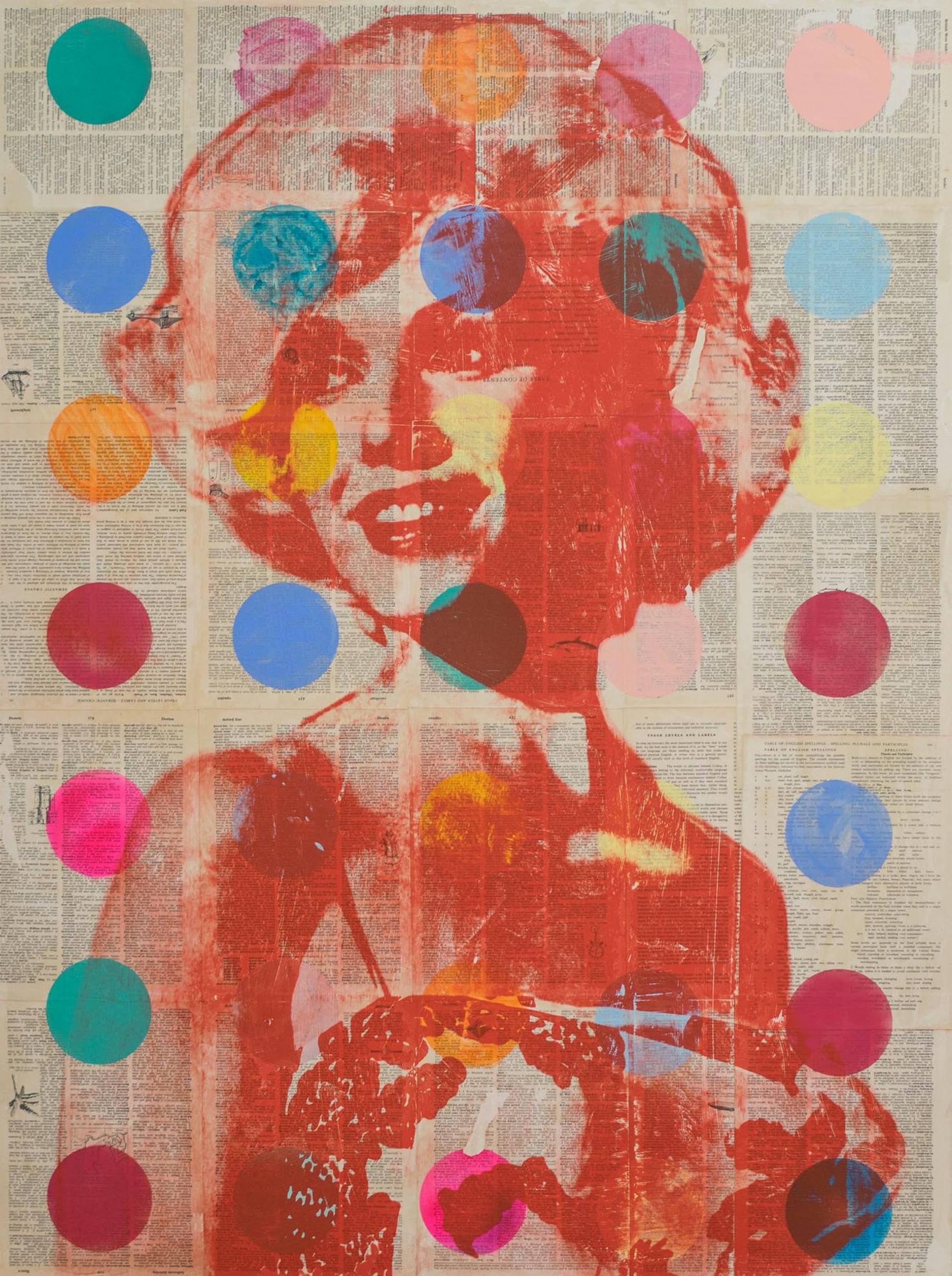 Marilyn Monroe, Mixed Media auf Holzplatte – Mixed Media Art von Dane Shue