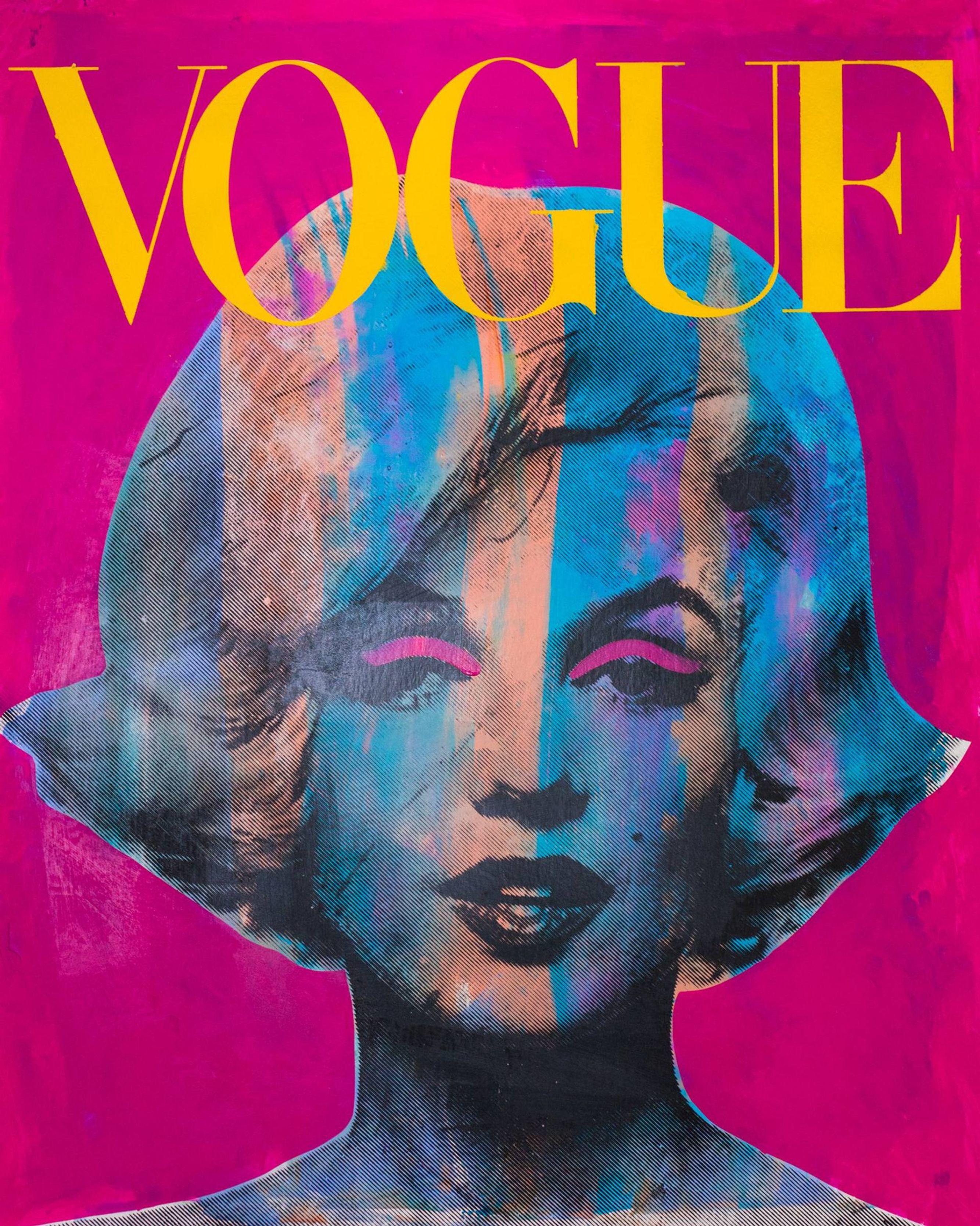 Marilyn Monroe Vogue, Mixed Media auf Papier – Mixed Media Art von Dane Shue