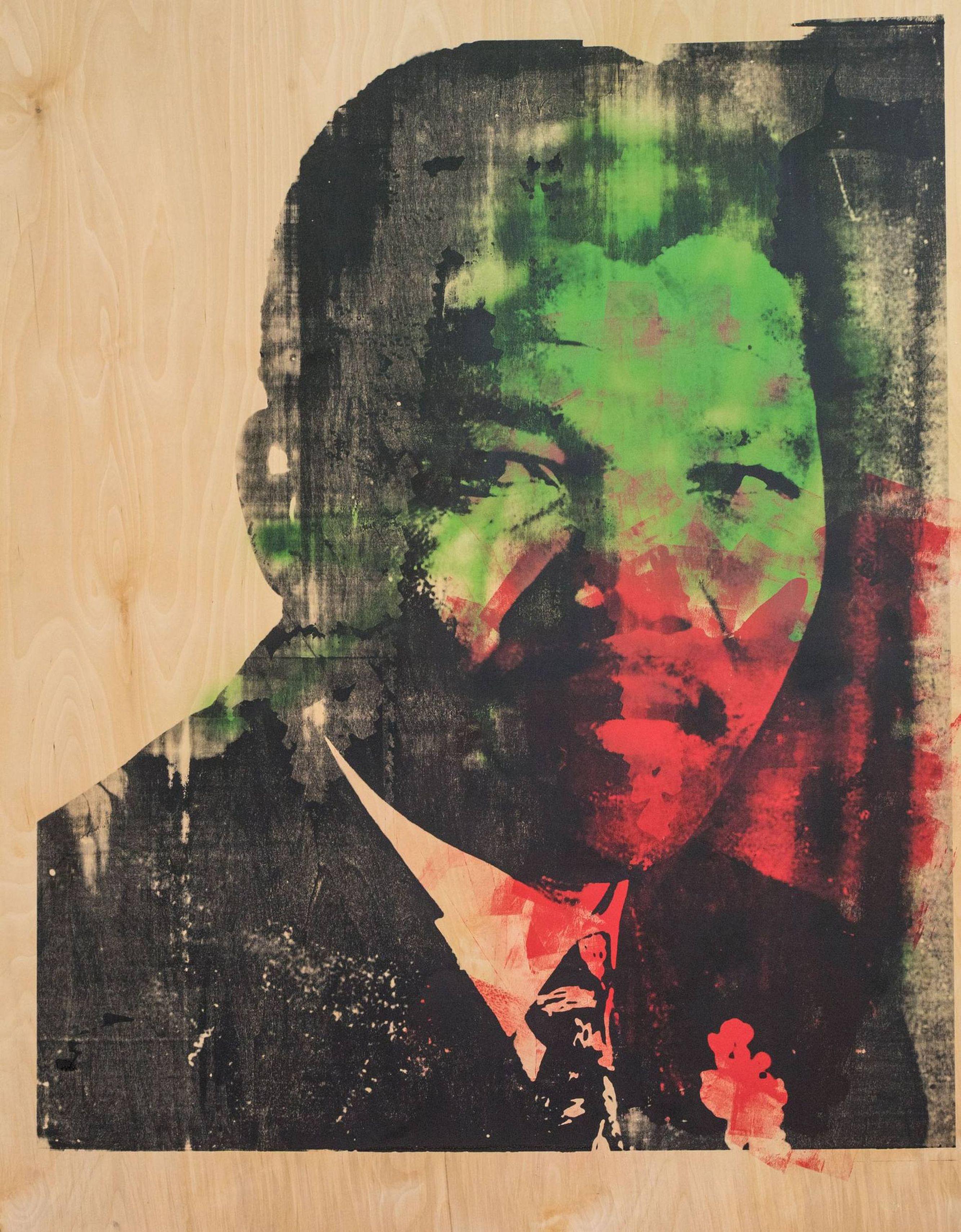 Nelson Mandela, Mixed Media on Wood Panel - Mixed Media Art by Dane Shue