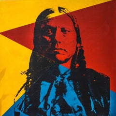 Quanah Parker, Mixed Media on Wood Panel