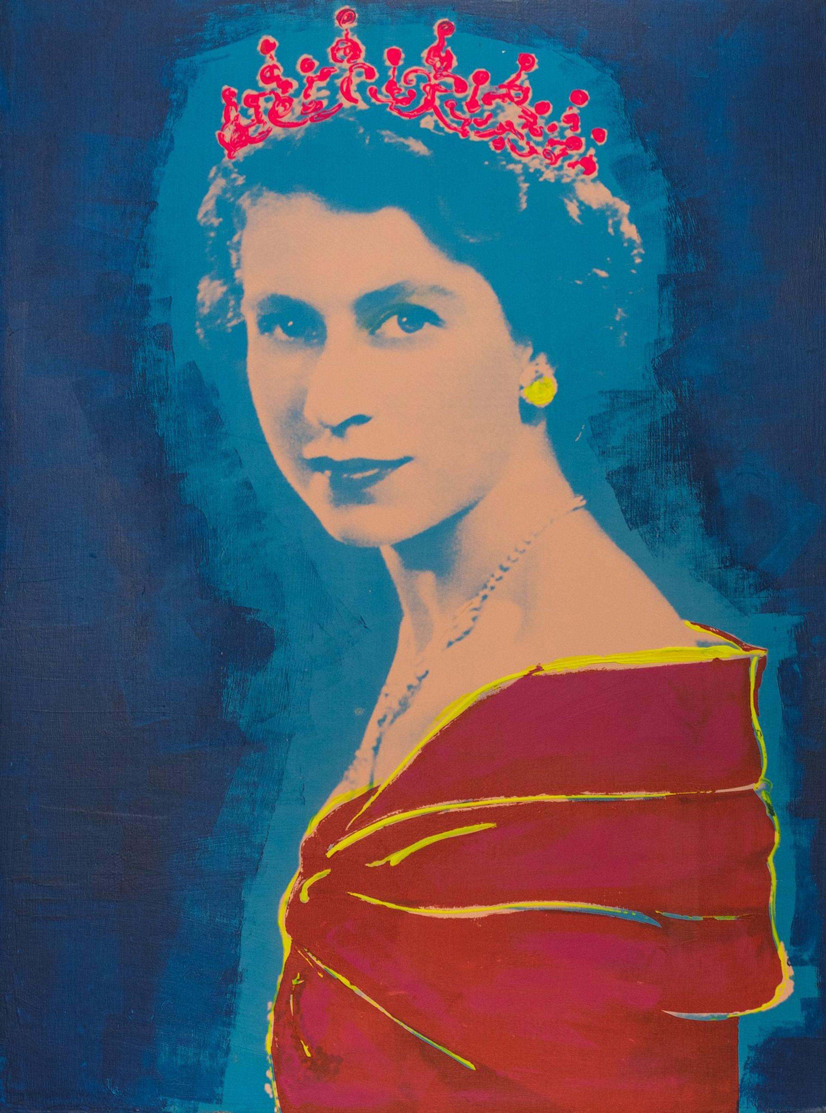 Queen Elizabeth II, Mixed Media on Wood Panel - Mixed Media Art by Dane Shue