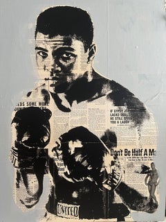 Muhammad Ali, techniques mixtes sur panneau de bois