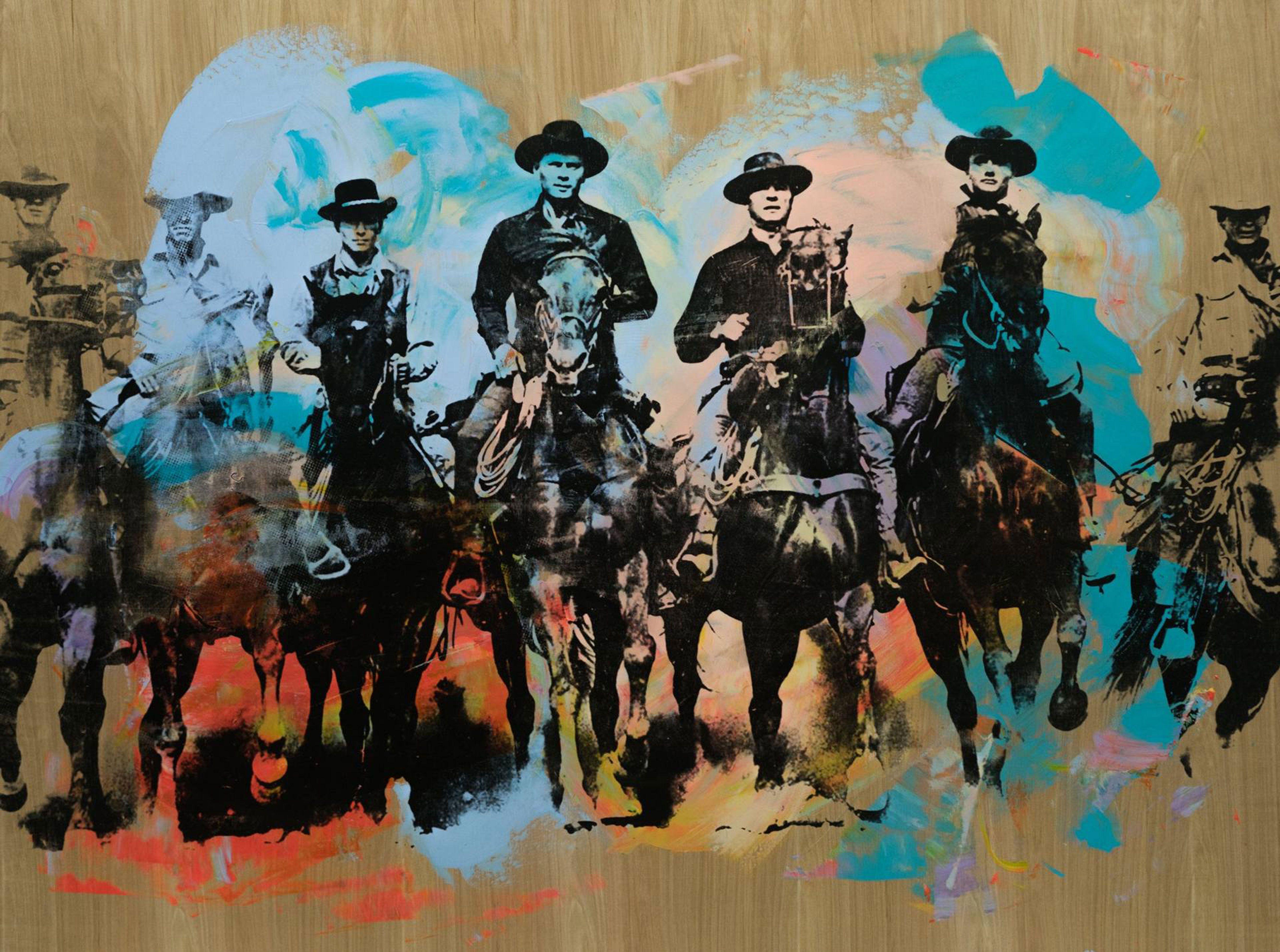 The Magnificent Seven, Mixed Media on Wood Panel - Mixed Media Art by Dane Shue