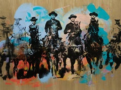 The Magnificent Seven, Mixed Media on Wood Panel