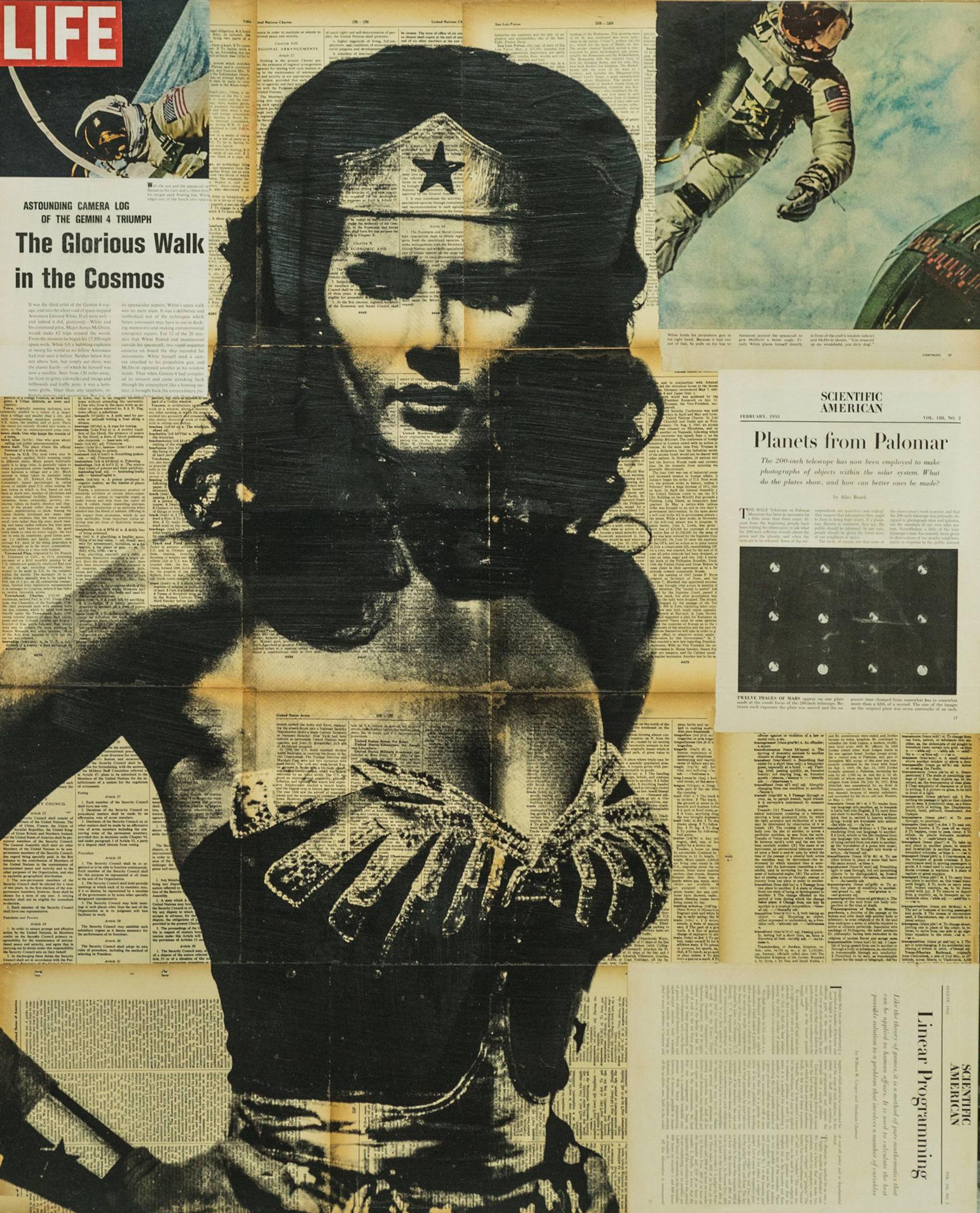 Wonder Woman, Mixed Media on Wood Panel - Mixed Media Art by Dane Shue