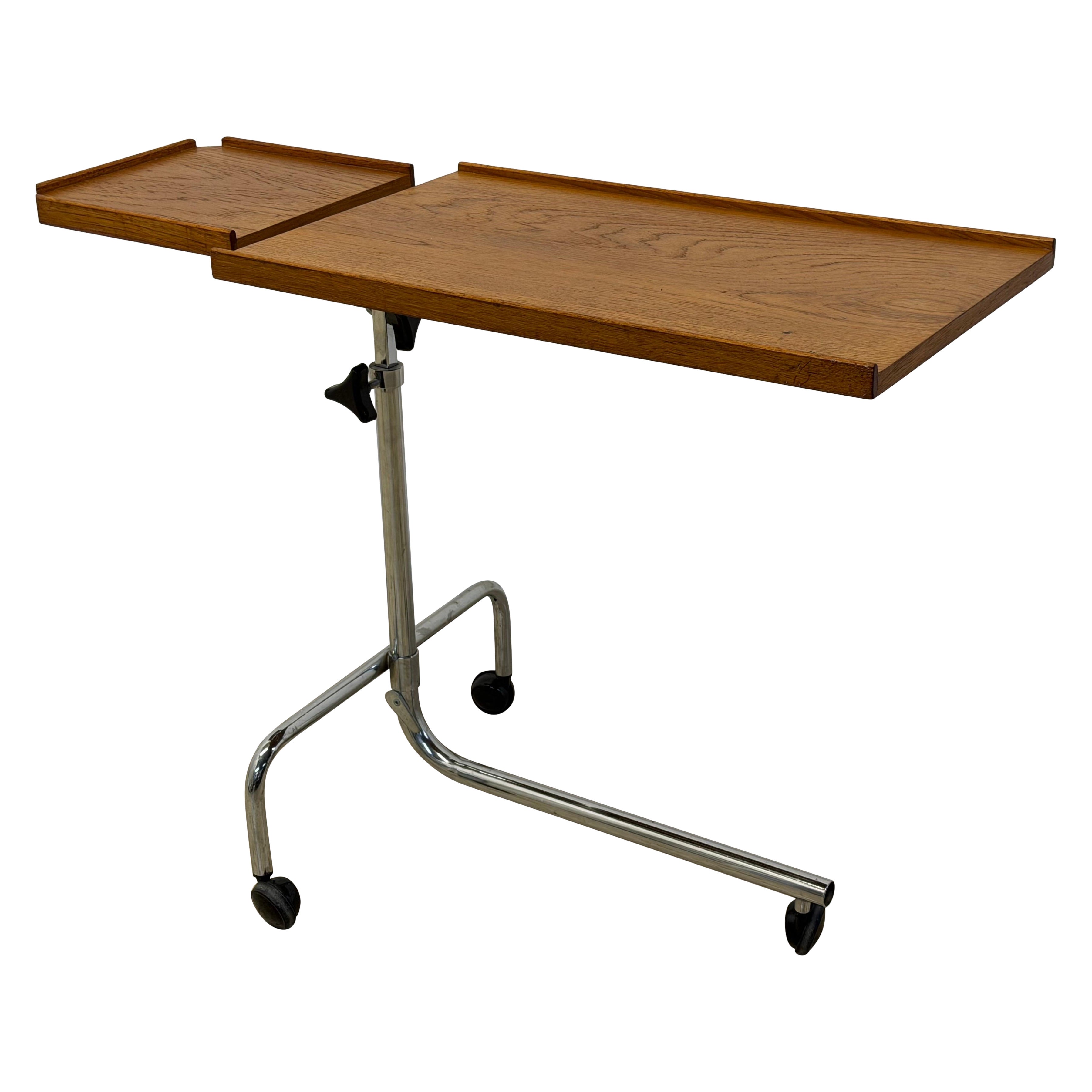 Danecastle Table de lecture réglable en teck et chrome, moderne danois, années 1970 en vente