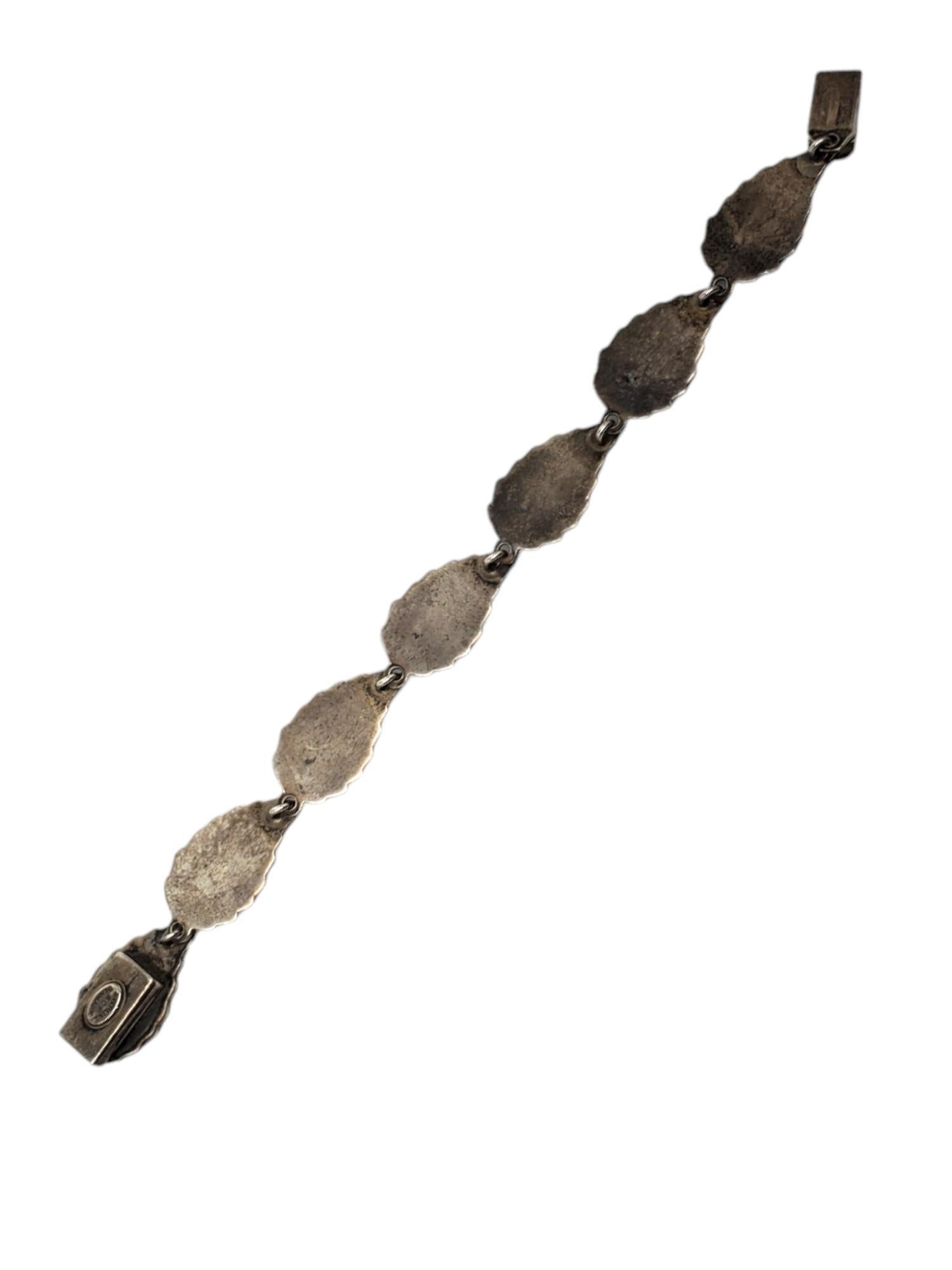 Women's Danecraft Sterling Silver Carved Leaf Link Bracelet #19221 For Sale