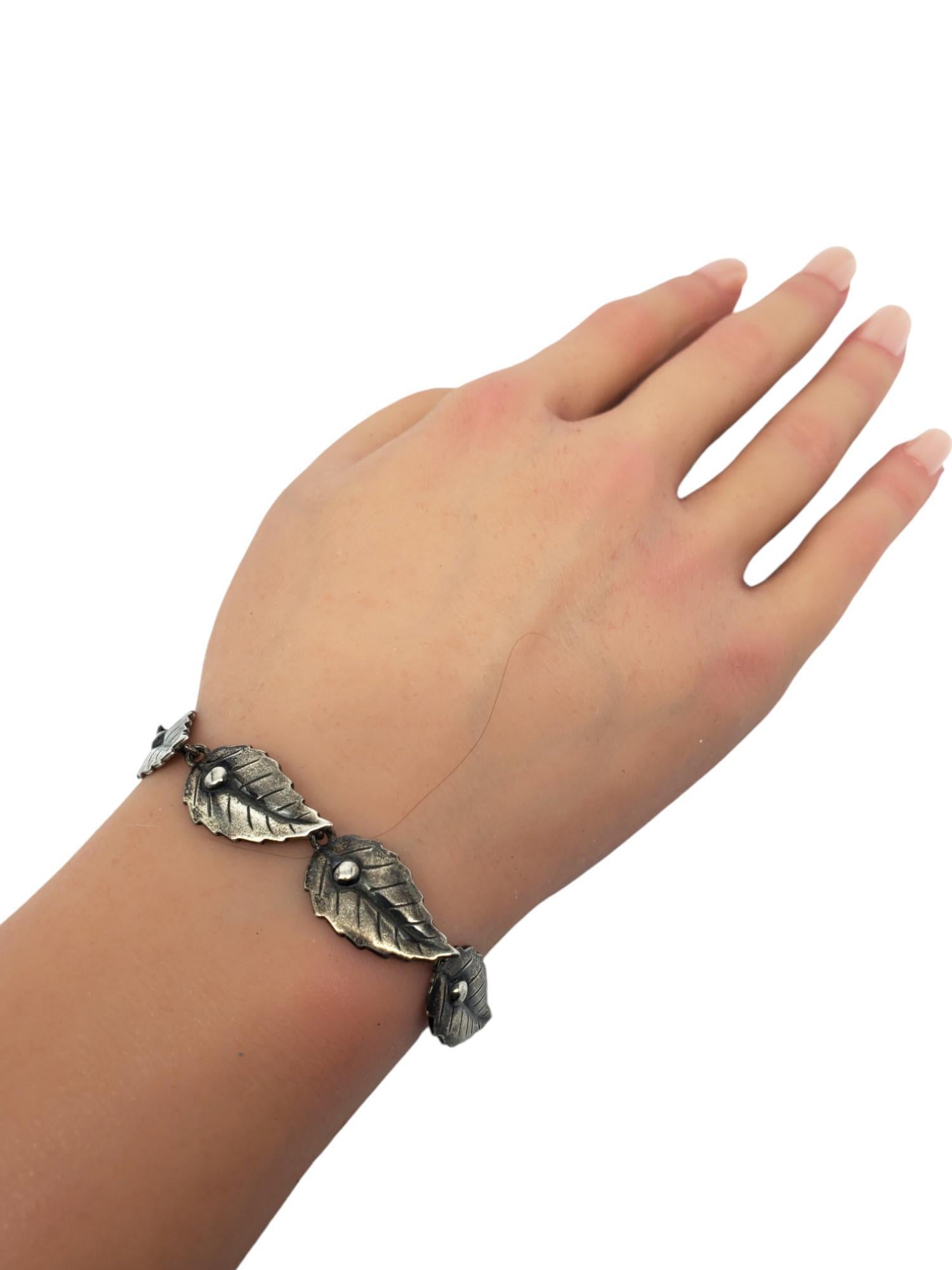 Danecraft Sterling Silver Carved Leaf Link Bracelet #19221 For Sale 5