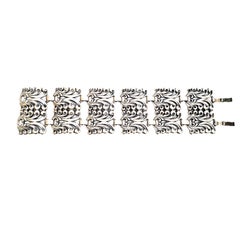 Danecraft Sterling Silver Feather / Scroll Panel Bracelet