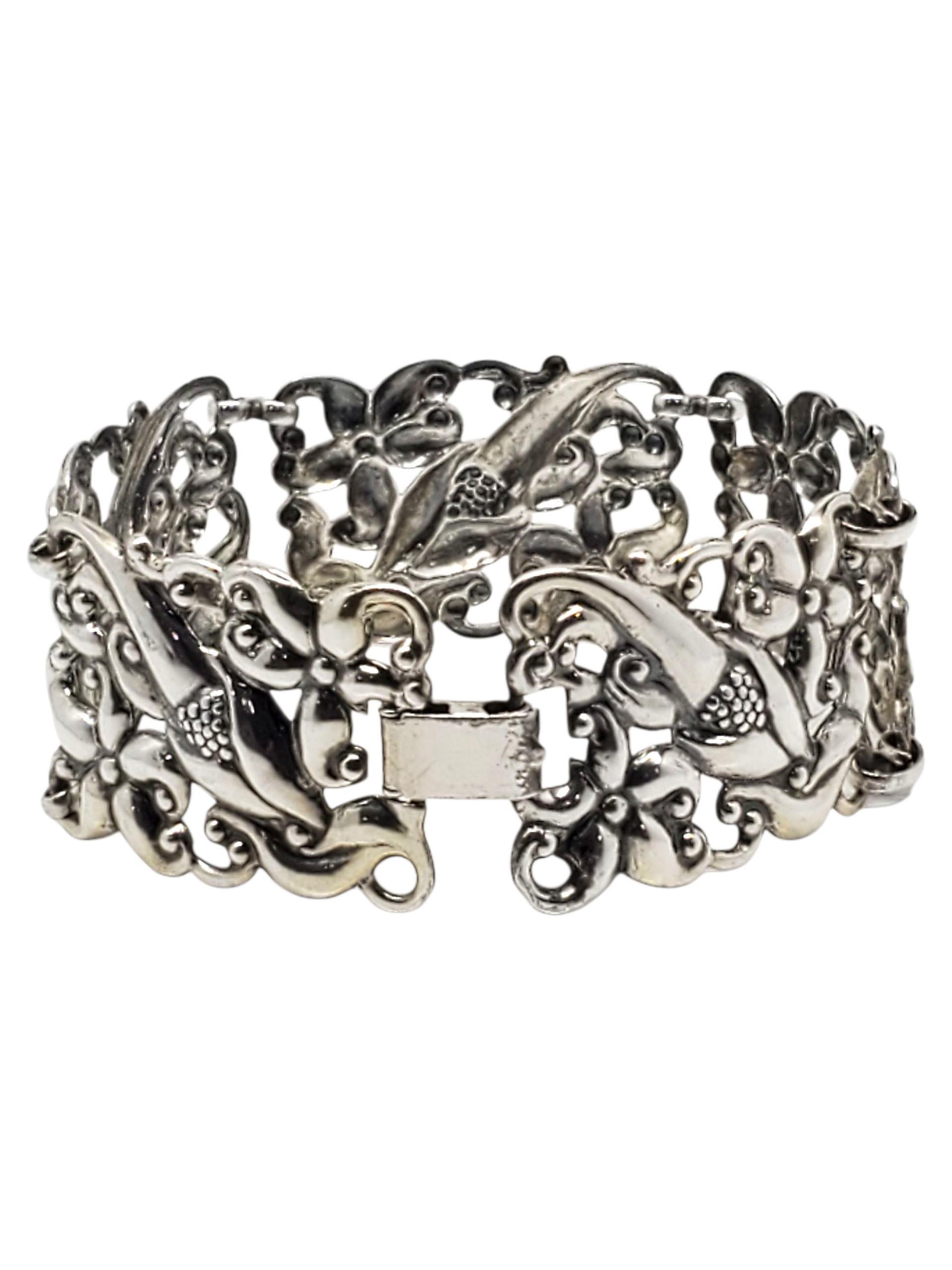Danecraft Bracciale floreale in filigrana d'argento #23727 in vendita 4